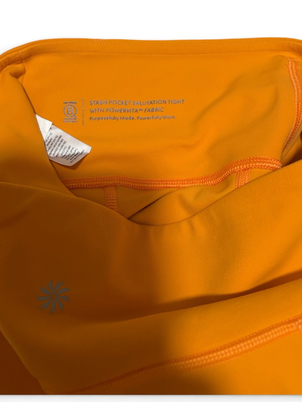 Athleta Stash Pocket Salutation Tight w/ Powervita Fabric Orange Leggings Sz XS - Picture 4 of 5